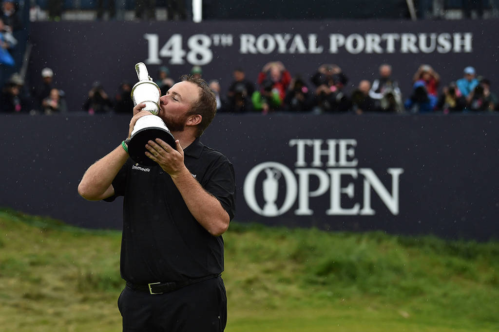 Shane Lowry kisses the Claret Jug after winning The Open